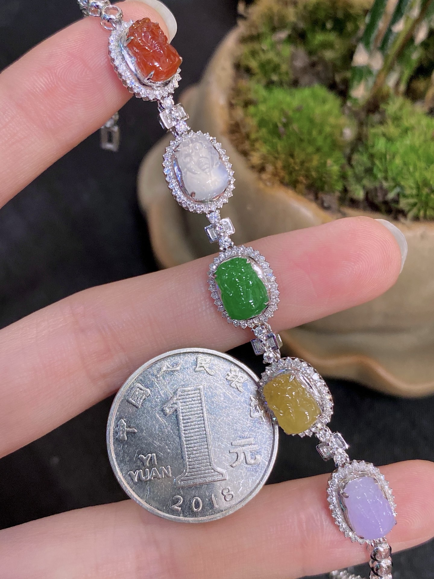 18K金镶  多宝貔貅手链   水润色艳 品相饱满 苹果拍摄，实物更好看，8.7-6.6-3.3