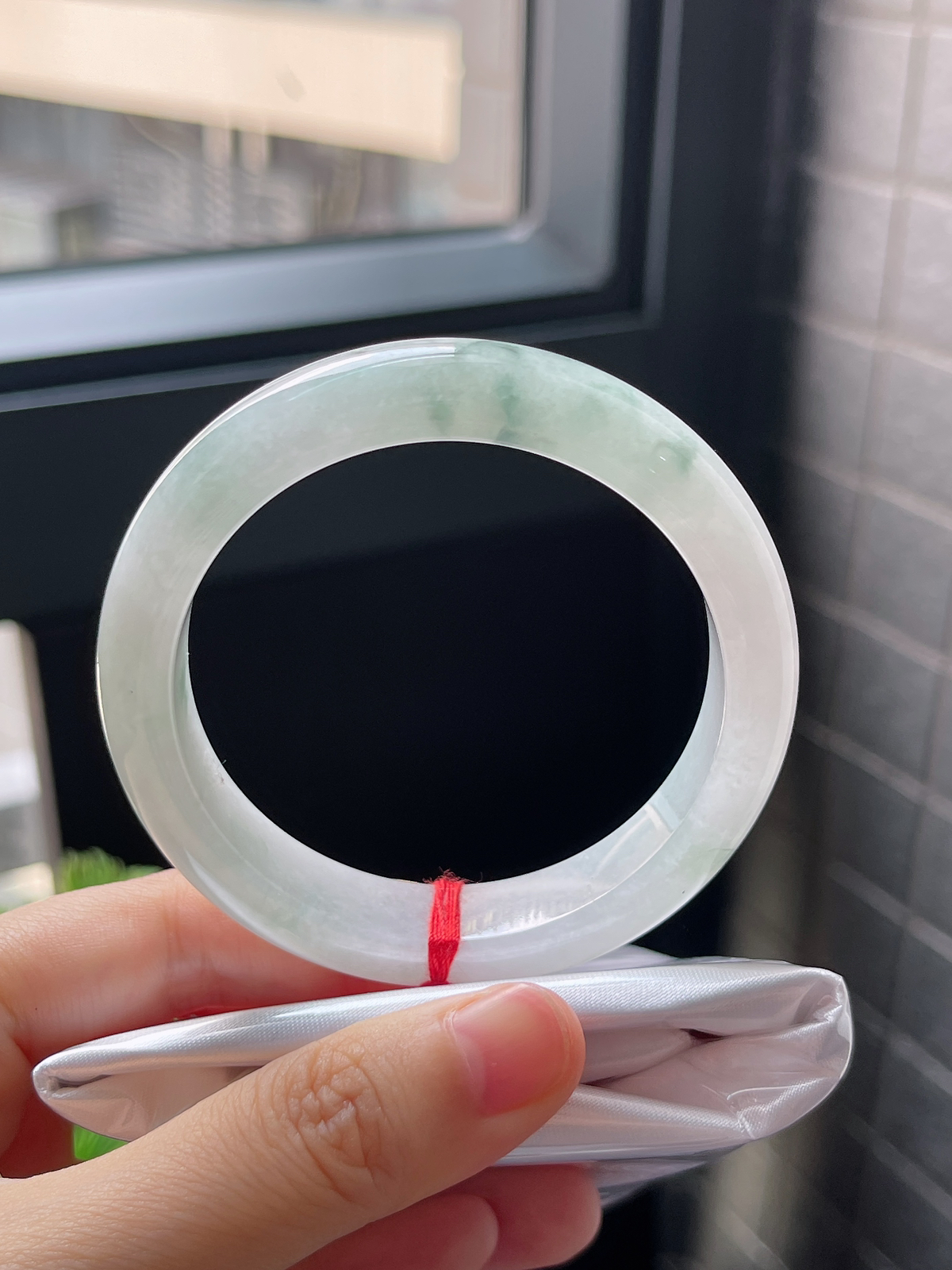 圈口55，冰糯种飘花翡翠正圈手镯