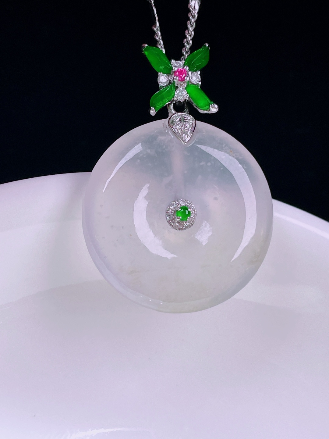 ️冰种平安扣，老种起光，细底通透，尺寸：28/21/4.5mm0722
