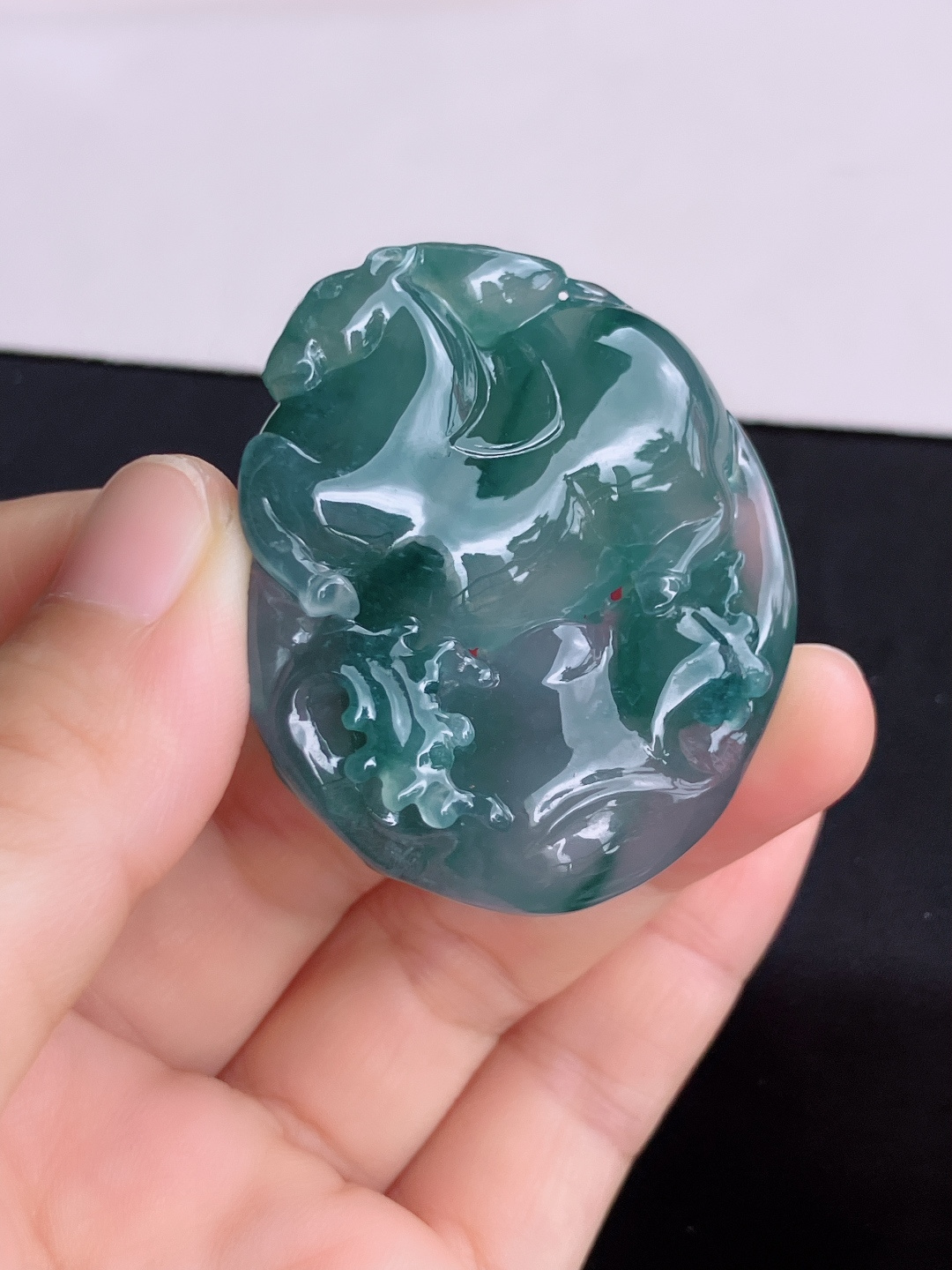 蓝紫马上有钱，晶莹剔透，饱满大气，尺寸49.6/43.6/11.8/自然光实拍