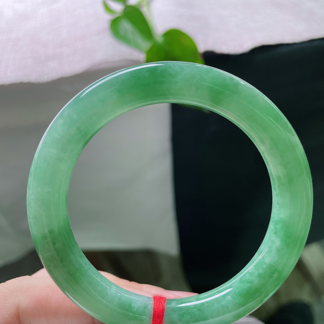 54.7/9.7，满绿正圈，无裂，一镯凝碧色，绿意绕清环。满圈翠韵温润流淌，腕间常驻满目春光。ss55965a
