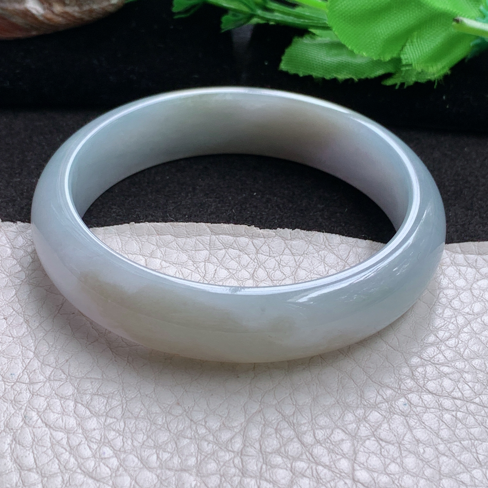ll实拍59*14.3*7.3招财镯 天然翡翠a货玉手镯 高品质双彩胶感正圈玉手环