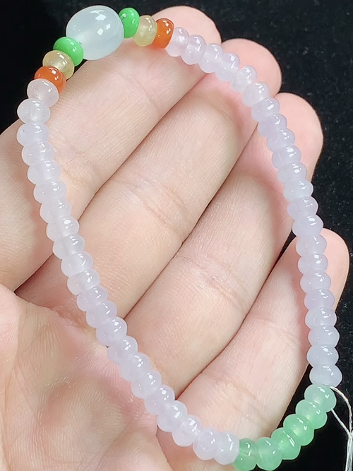 多彩玉珠手串，尺寸取大8.2*8.1mm，5.0*2.8mm，Q22nfy