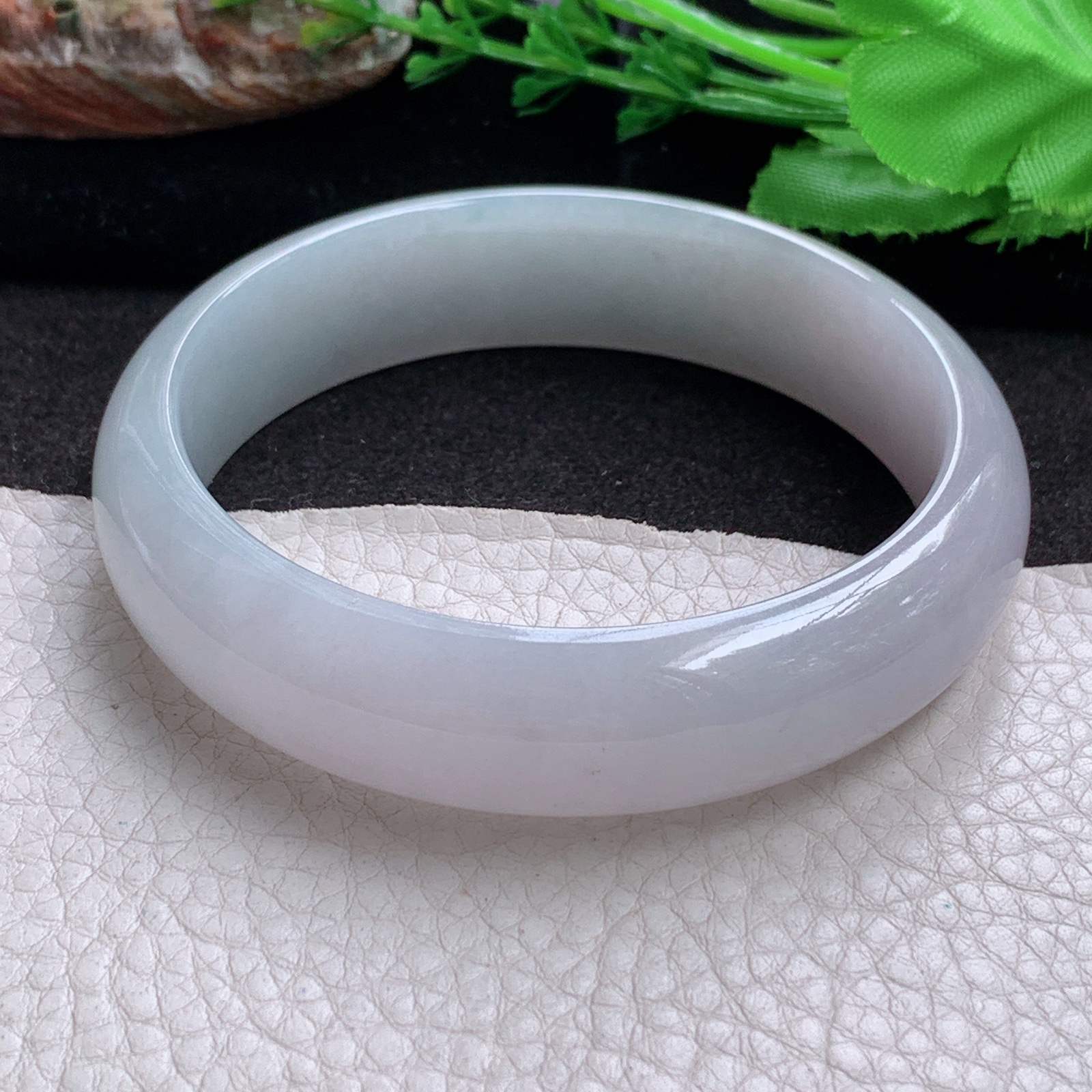 ll大圈口62.5*16.5*8.5轮胎镯 天然缅甸翡翠玉手镯 半山水胶感正圈玉手环