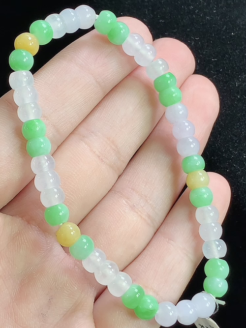 三彩算盘珠手串，尺寸5.6*3.9mm，Q22nfy