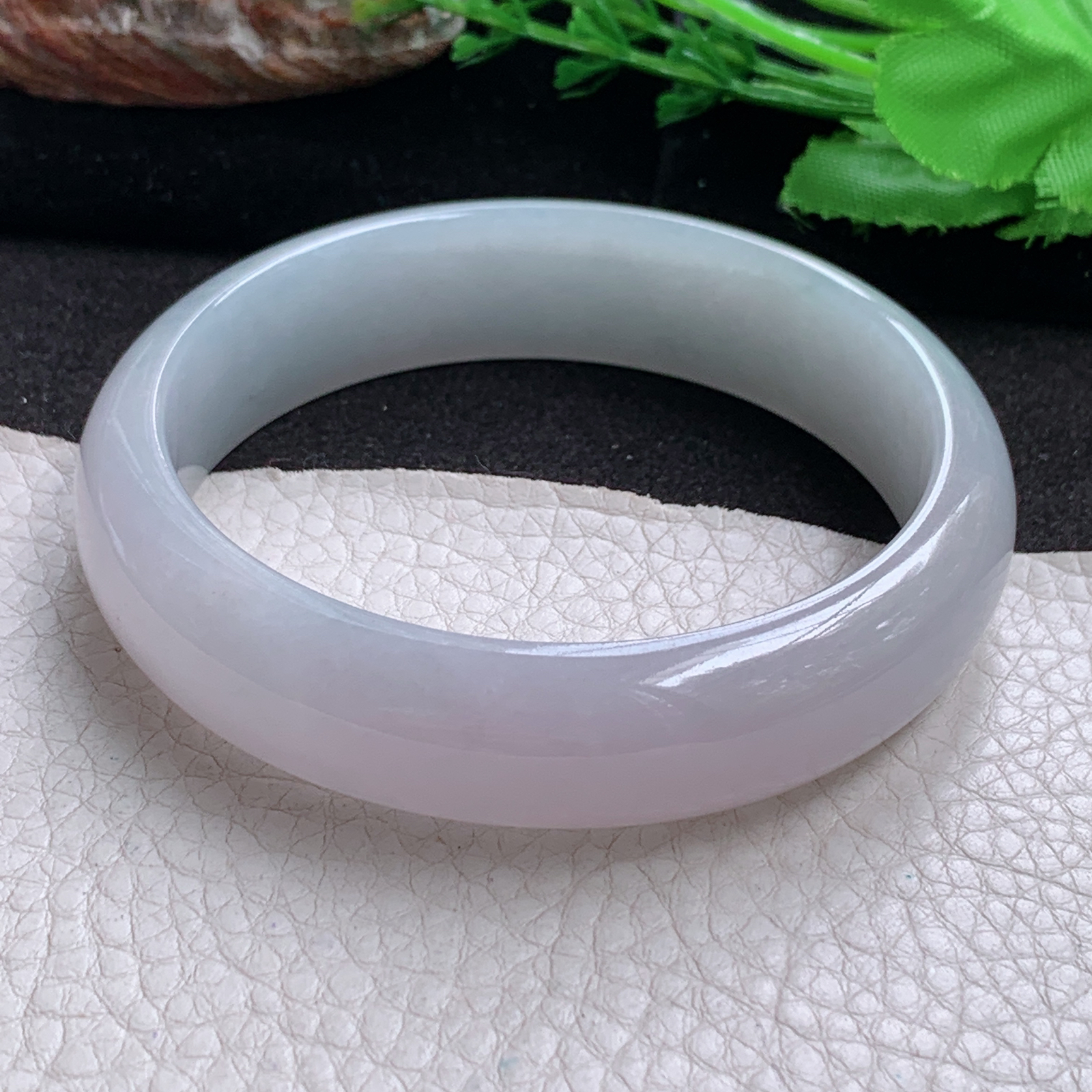 ll大圈口62.5*16.5*8.5轮胎镯 天然缅甸翡翠玉手镯 半山水胶感正圈玉手环