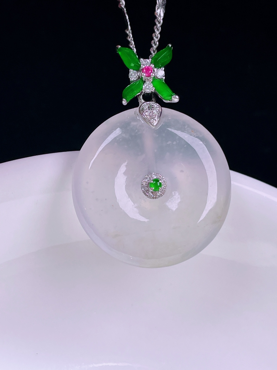 ️冰种平安扣，老种起光，细底通透，尺寸：28/21/4.5mm0722