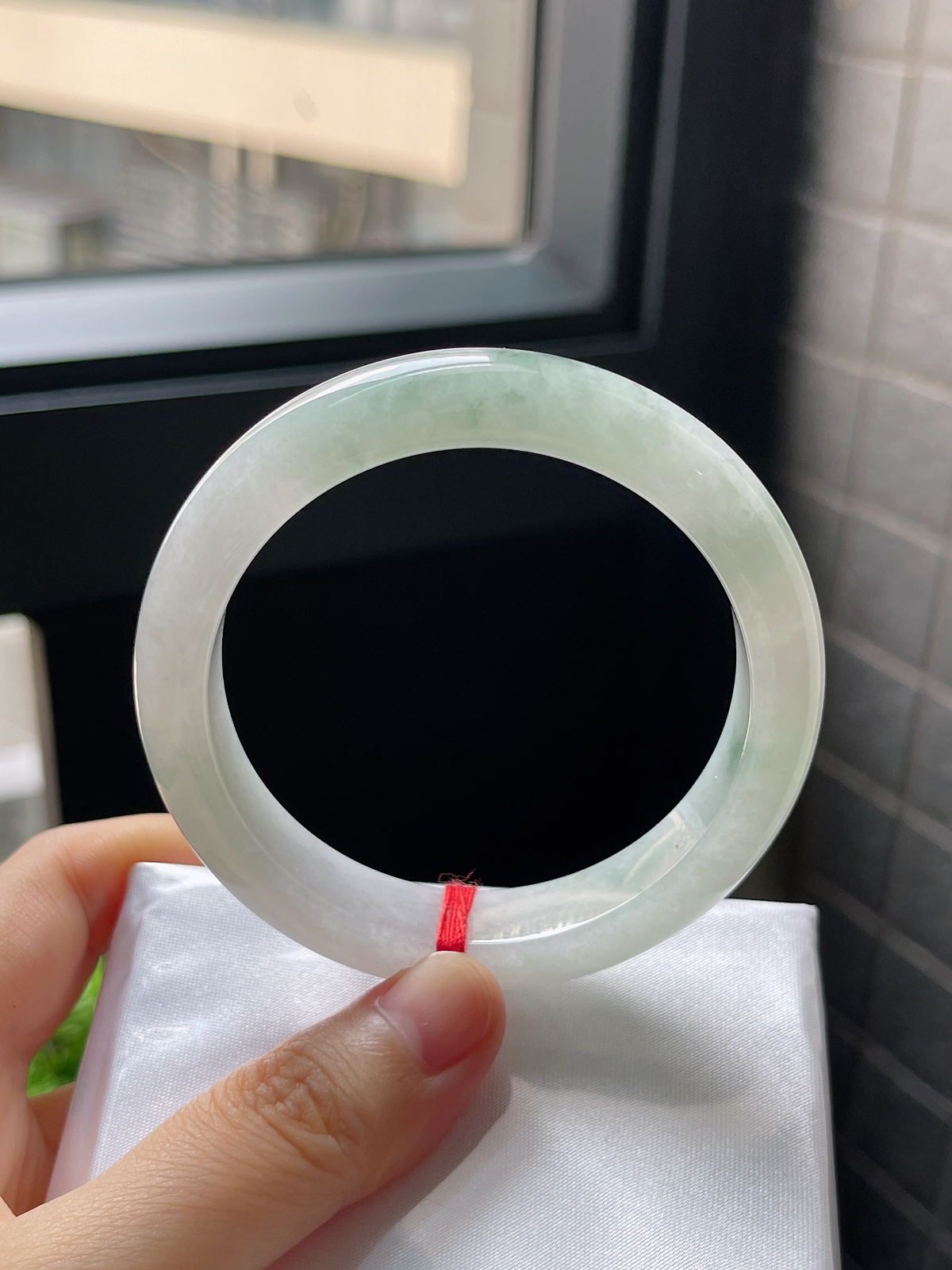 圈口55，冰糯种飘花翡翠正圈手镯