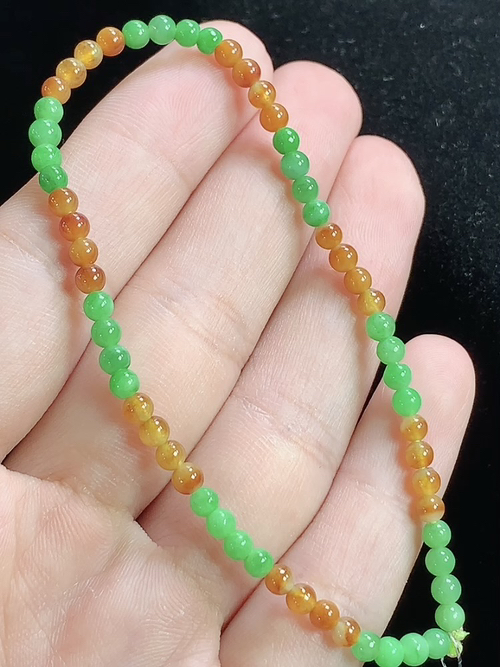 三彩玉珠手串，尺寸3.3mm，Q22nfy