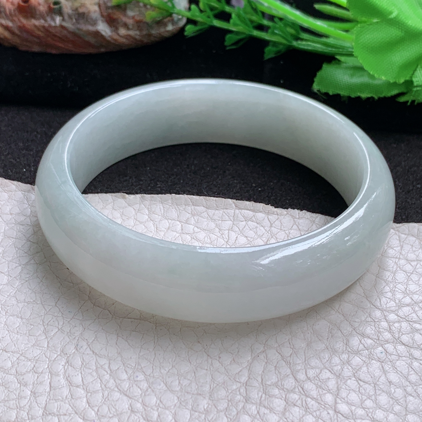 ll大圈口62.5*17.5*8.8轮胎镯 天然缅甸翡翠玉手镯 清新胶感正圈玉手环