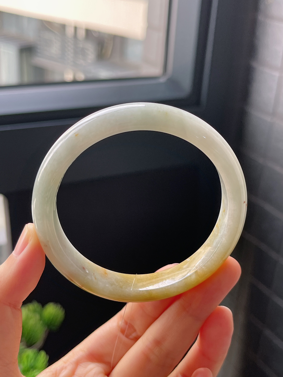 正圈57圈口，翡翠糯化种黄翡手镯