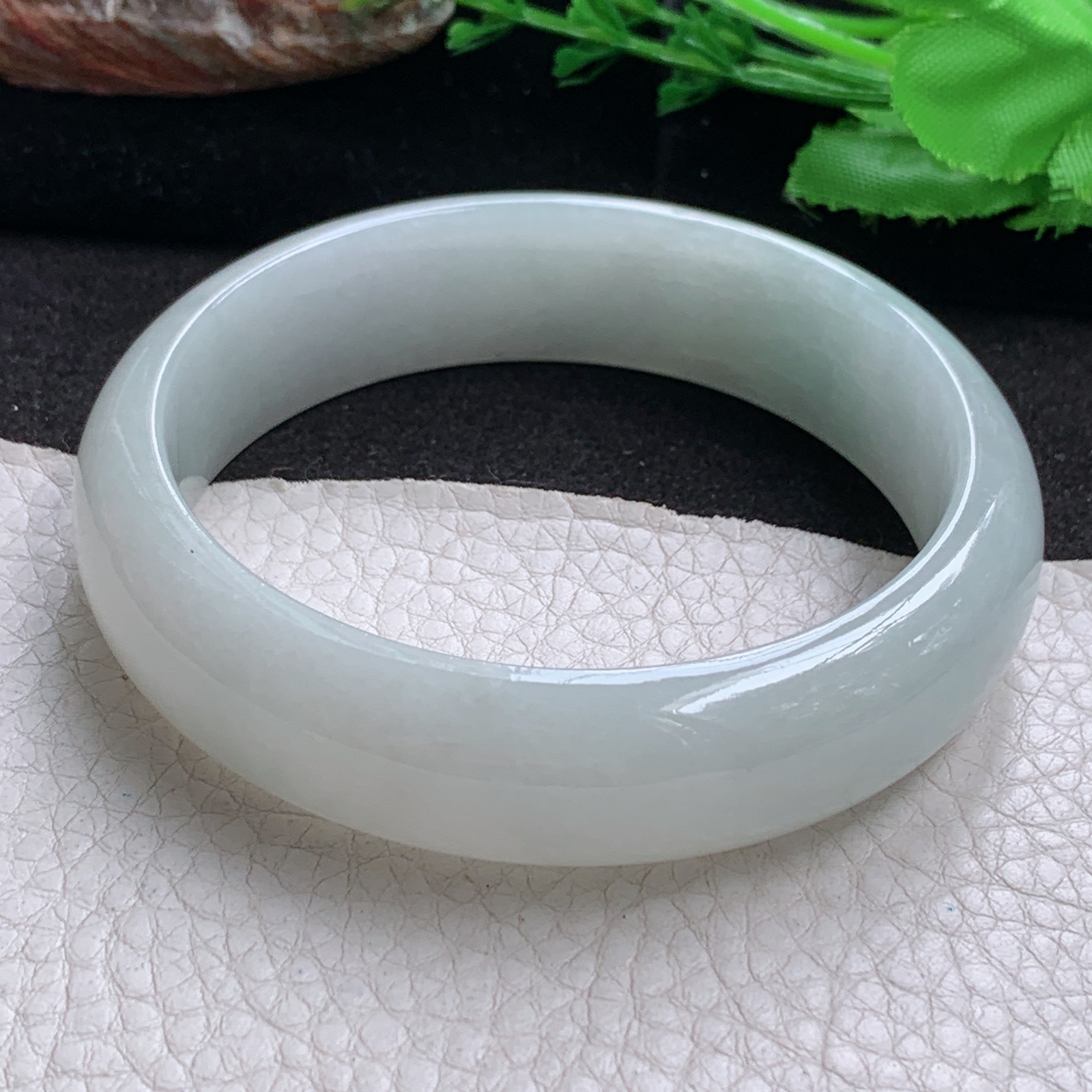 ll大圈口62.5*17.5*8.8轮胎镯 天然缅甸翡翠玉手镯 清新胶感正圈玉手环