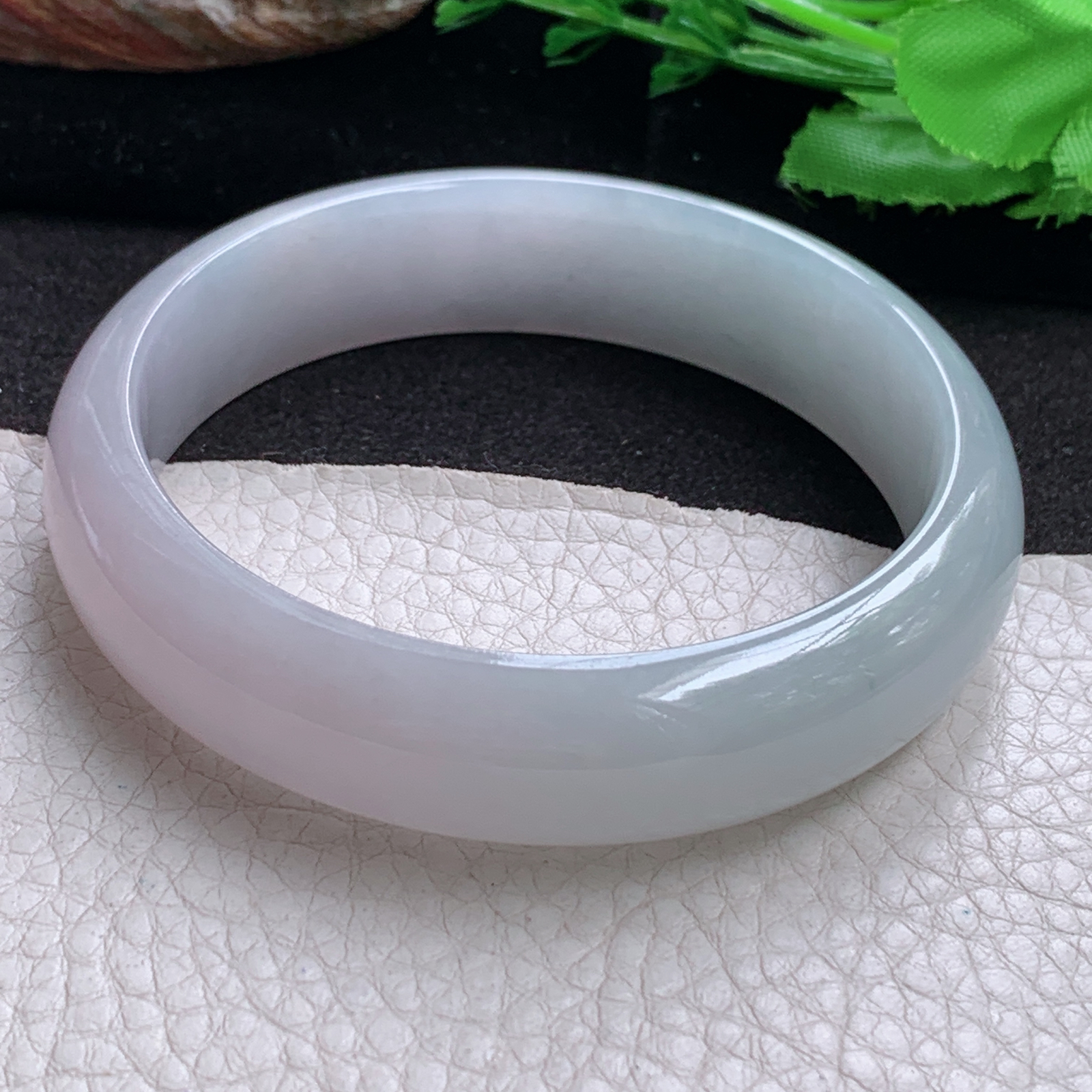 ll大圈口62.5*16.5*8.5轮胎镯 天然缅甸翡翠玉手镯 半山水胶感正圈玉手环