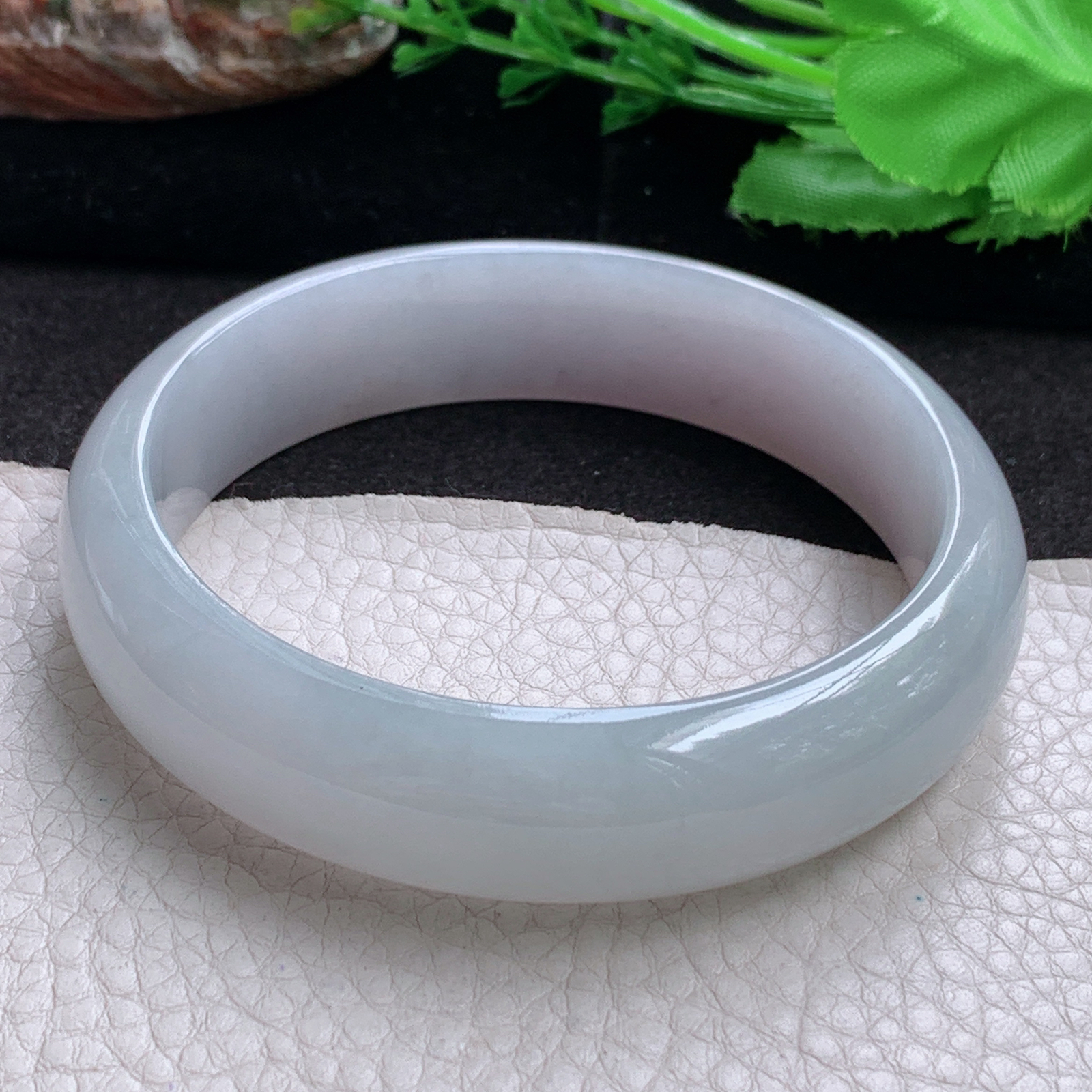 ll大圈口62.5*16.5*8.5轮胎镯 天然缅甸翡翠玉手镯 半山水胶感正圈玉手环