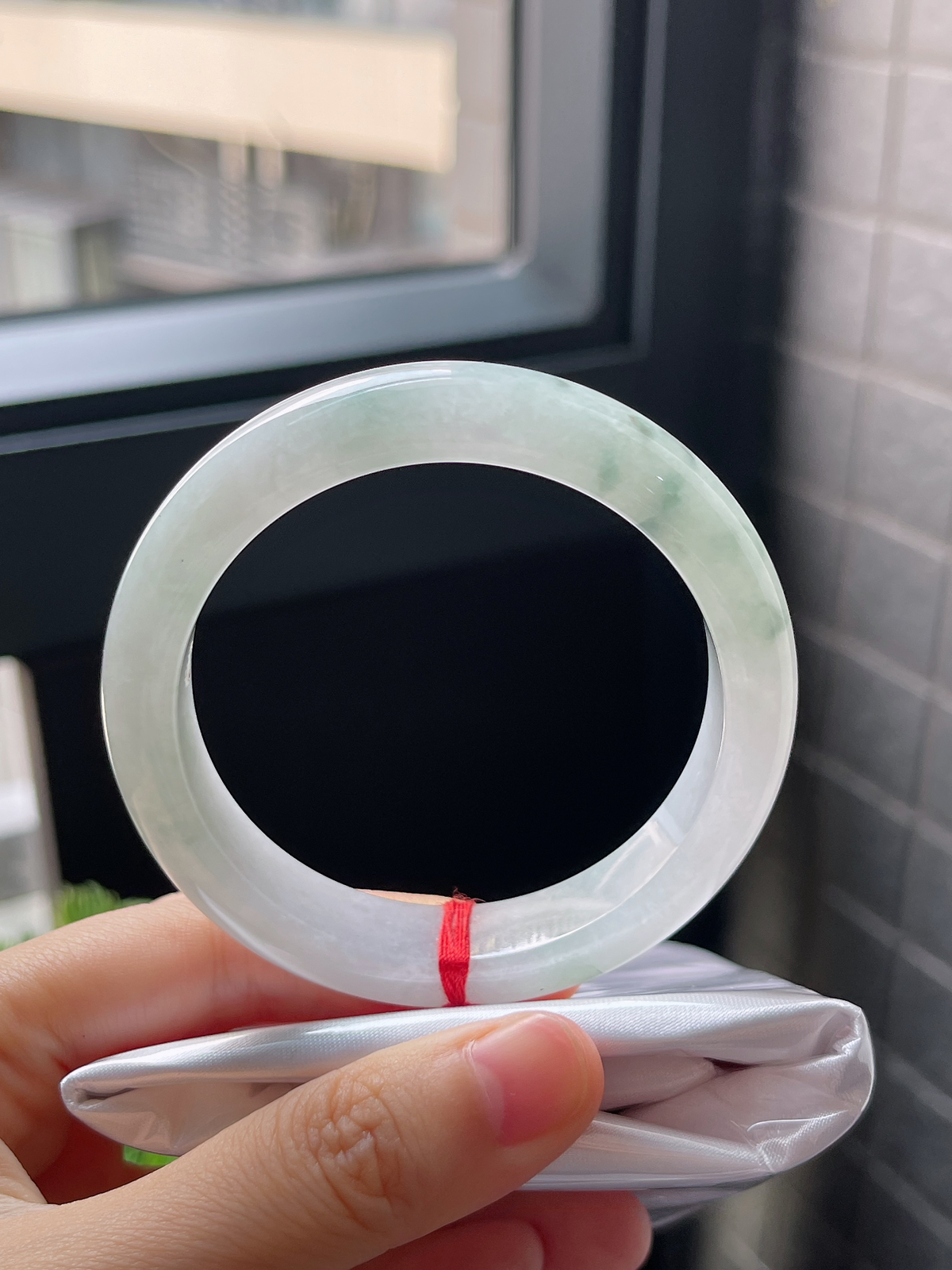 圈口55，冰糯种飘花翡翠正圈手镯