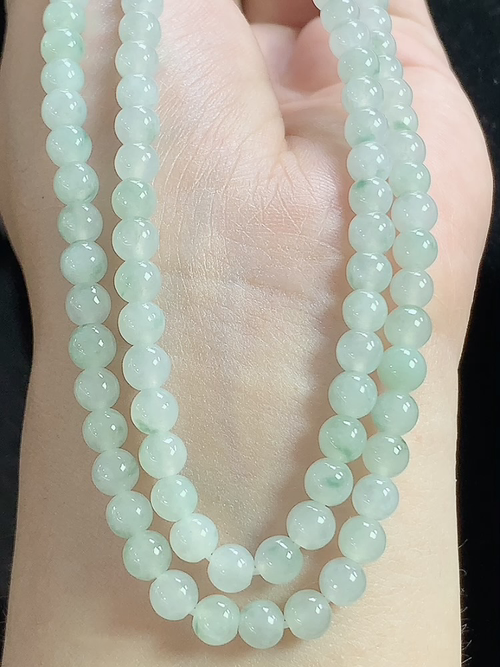 冰飘花玉珠项链，尺寸5.0mm，138粒，Q22nfy