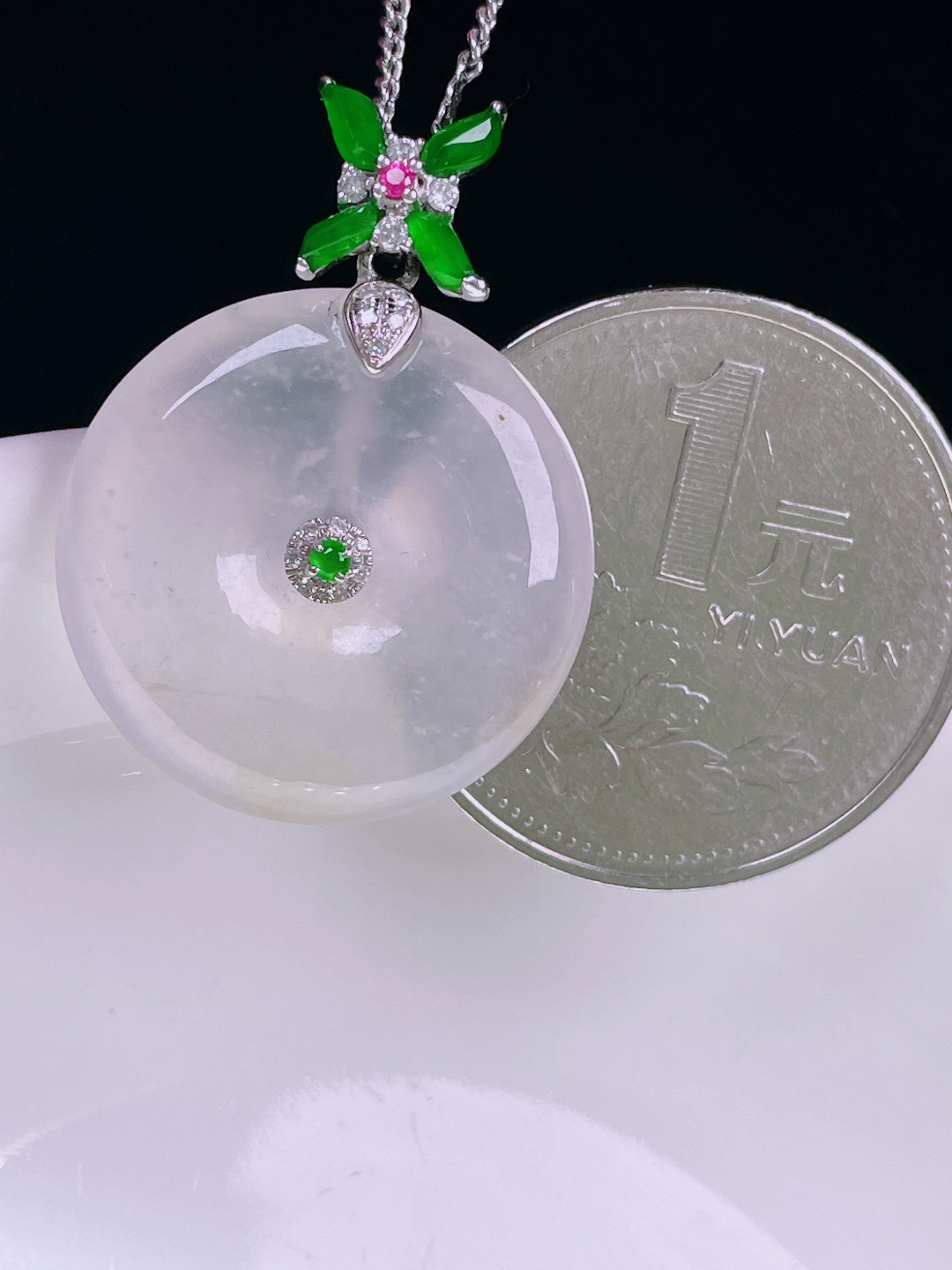 ️冰种平安扣，老种起光，细底通透，尺寸：28/21/4.5mm0722