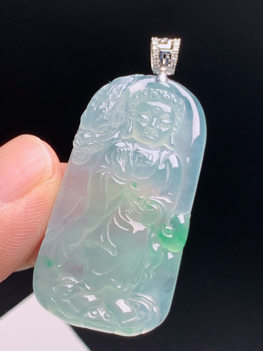 ️  大日如来吊坠，底色清润飘色灵动，线条大气端庄护身 裸石41.1-20.5-5.5 整体48 080720