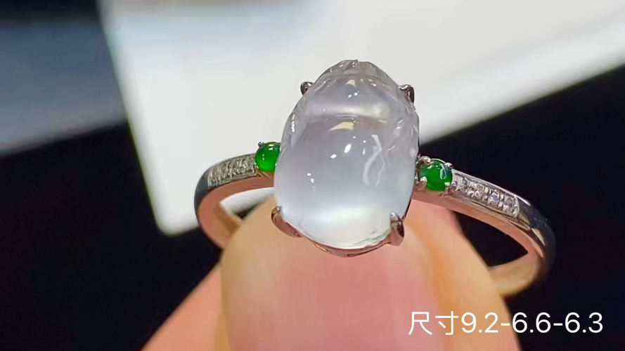 18k金+钻玻璃种貔貅戒指，无裂，9.2-6.6-6.3