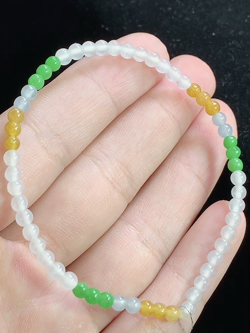 多彩玉珠手串，尺寸3.3mm，Q22nfy