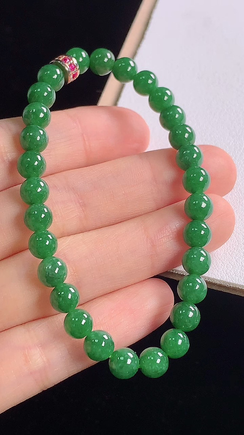️满绿手链，尺寸:6.0-6.0mm 17