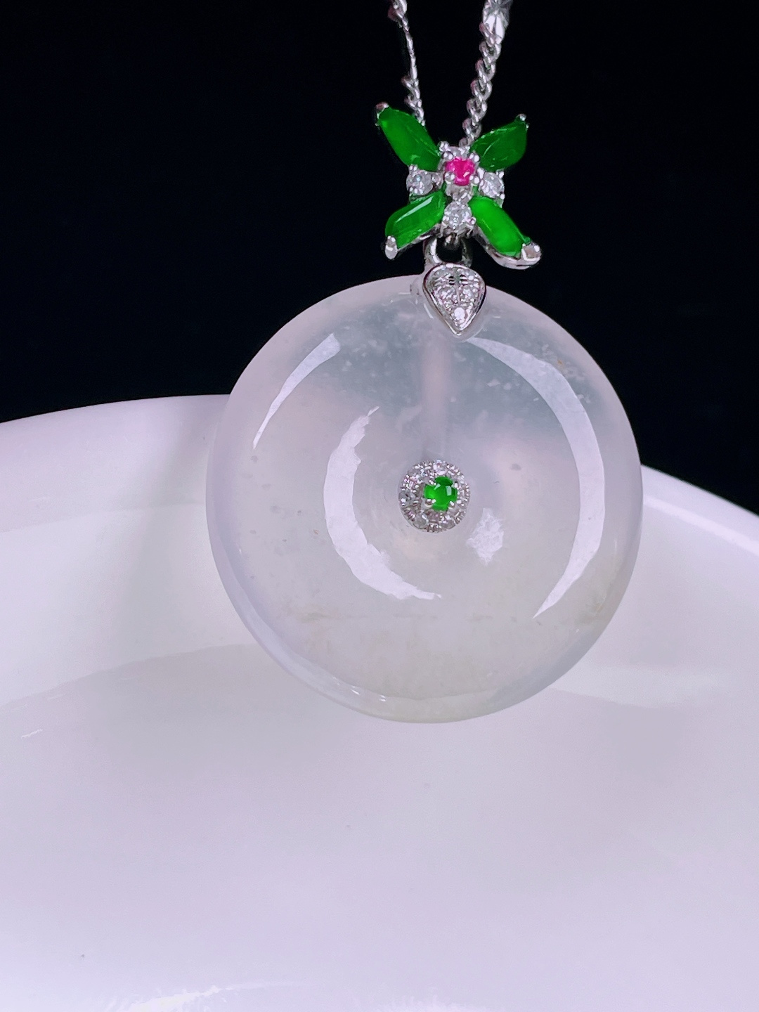 ️冰种平安扣，老种起光，细底通透，尺寸：28/21/4.5mm0722