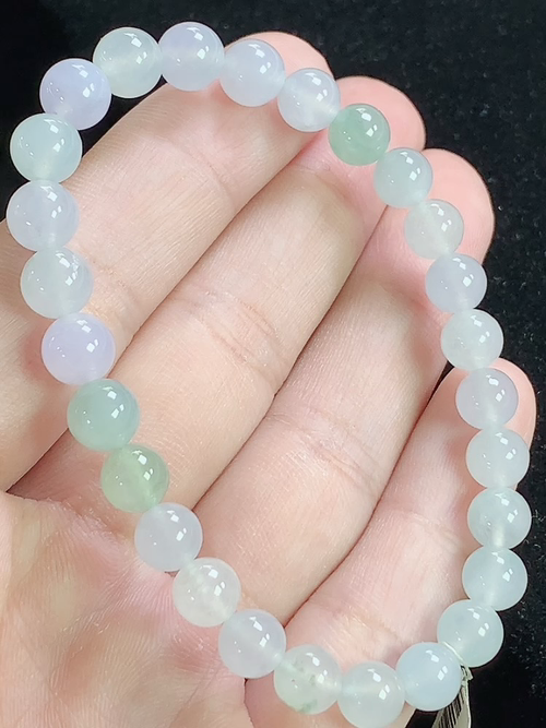 冰种玉珠手串，尺寸6.3mm，Q22nfy