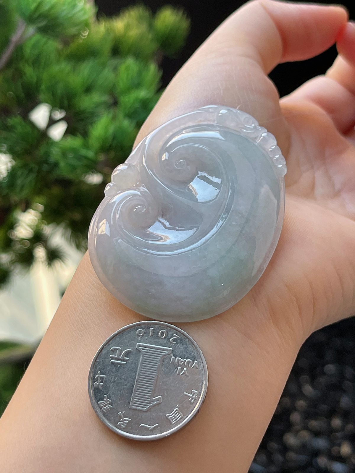 翡翠糯化种淡绿色如意