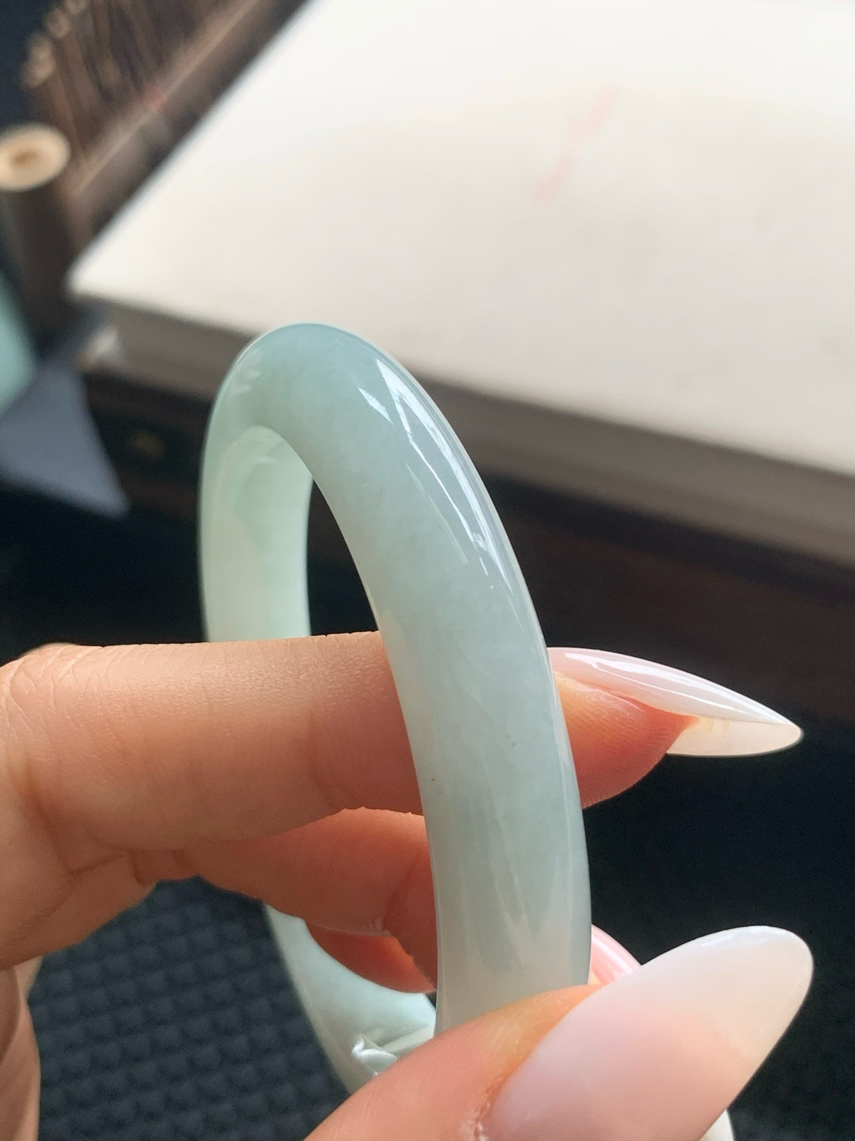54圈口晴绿正圈手镯