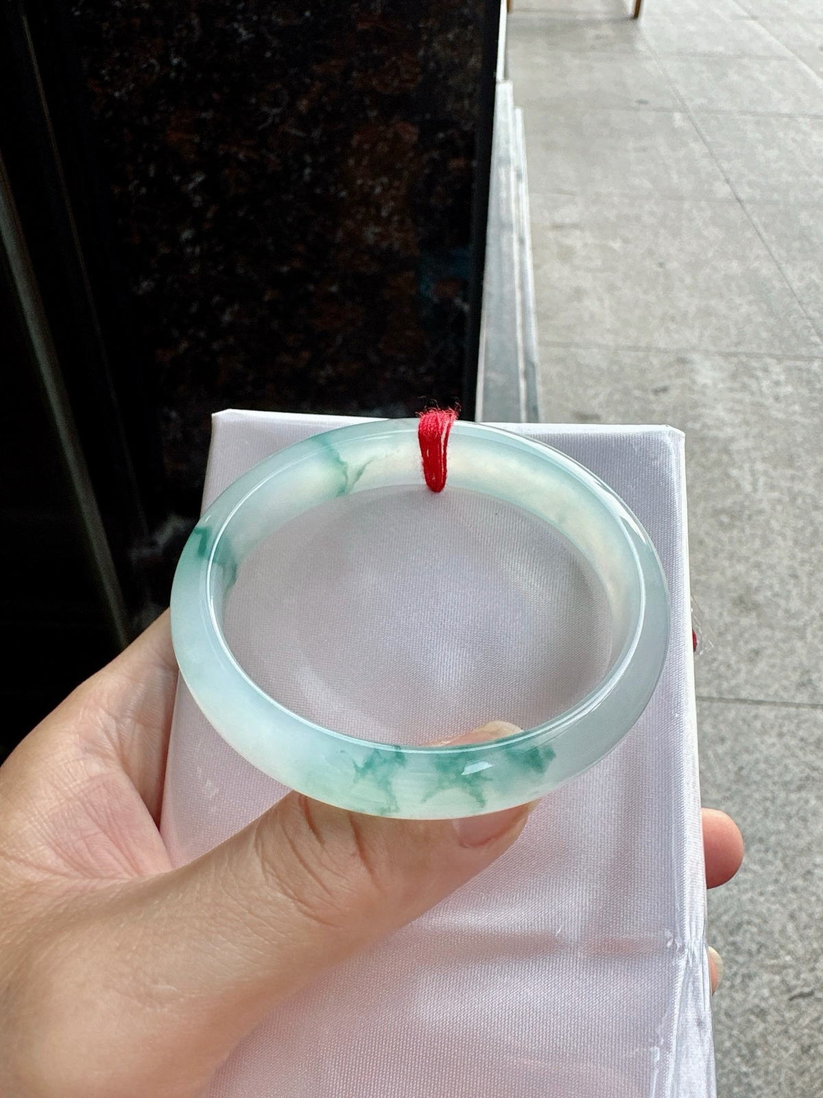 圈口54.5-12.4-6.6    【冰种飘花贵妃手镯】圈口52  53可戴  质地细腻   种水好