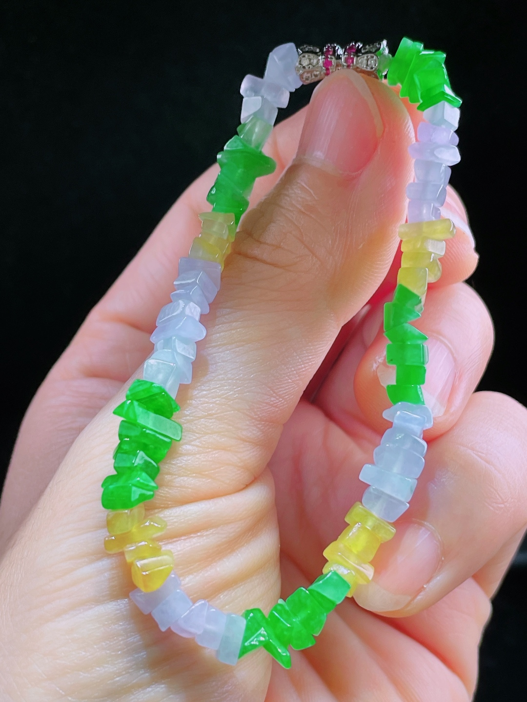 ️多彩手串，老种起光，细底通透，尺寸：6.6mm0723