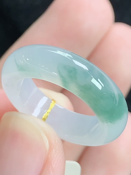 冰飘花戒指，无裂，内径尺寸16.2-5.7-3.6mm，11号手寸，Q23lsk