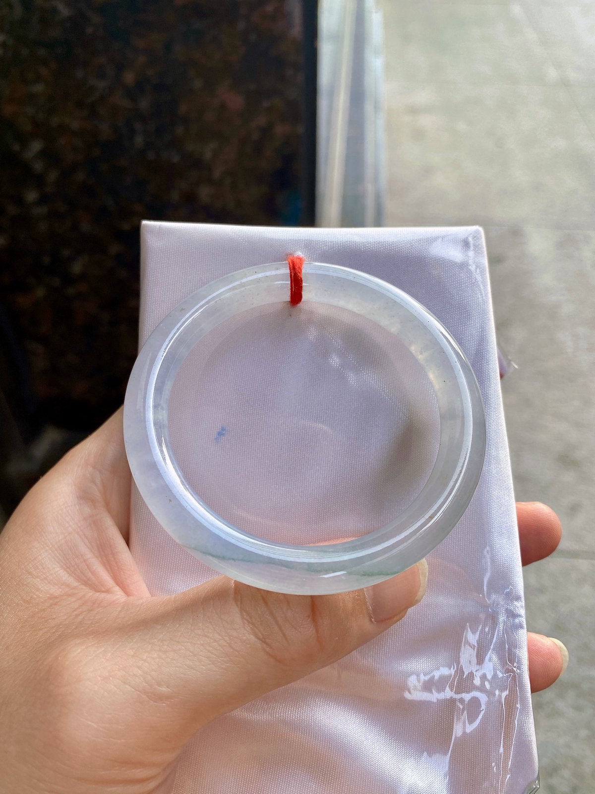 圈口50.8-7.4-7.7    【冰种飘色根圆条手镯】圈口50  51可戴  质地细腻   种水好