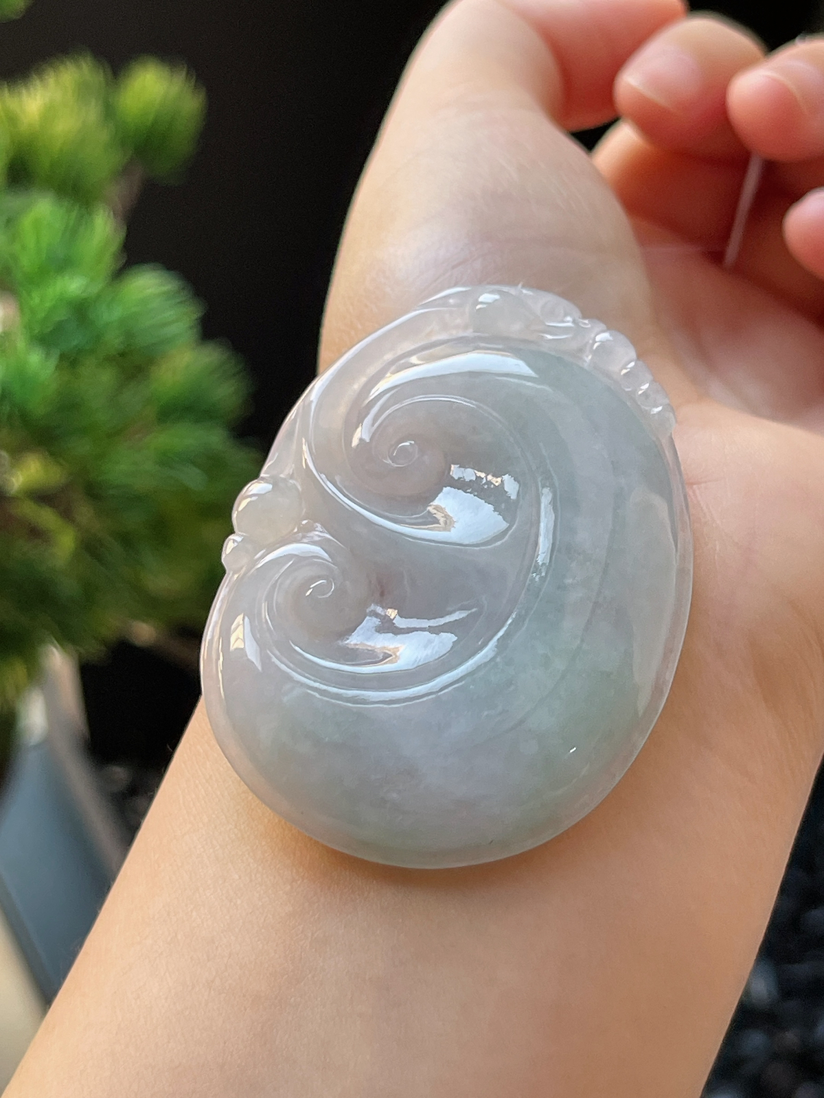 翡翠糯化种淡绿色如意