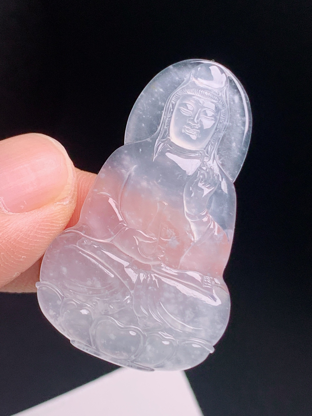 ️ 观音，棉点均匀意境唯美，冰透胶润开脸肃穆雅致，收藏质感拉满 裸石40.1-23.6-3.9 59