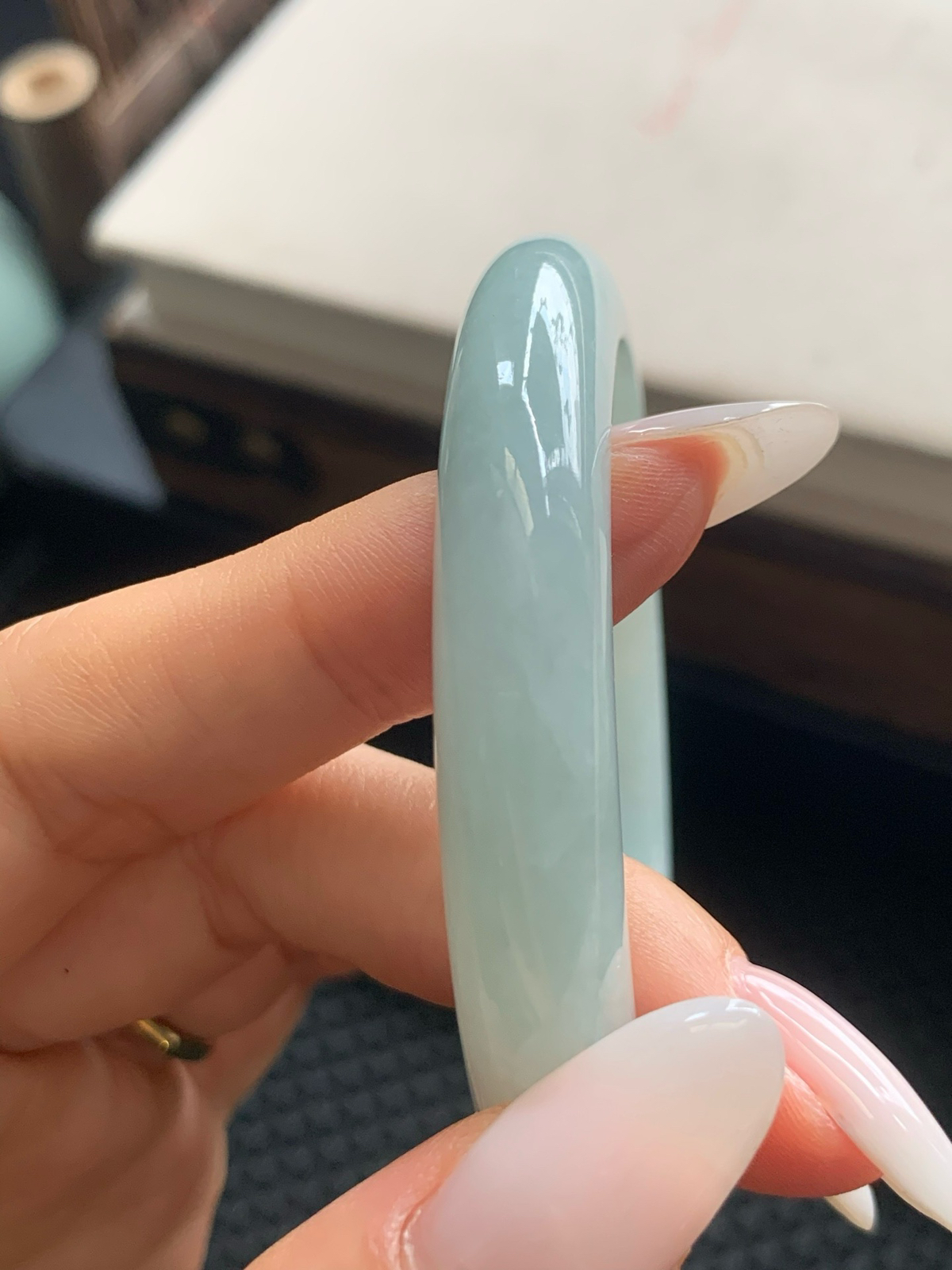 54圈口晴绿正圈手镯