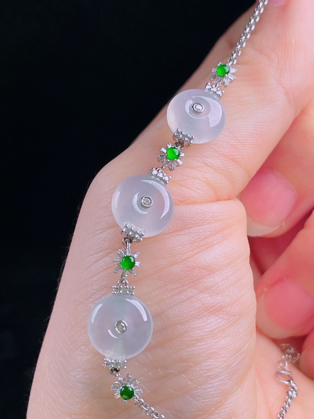 ️冰种手链，老种起光，细底通透，尺寸：裸石10/4mm0723