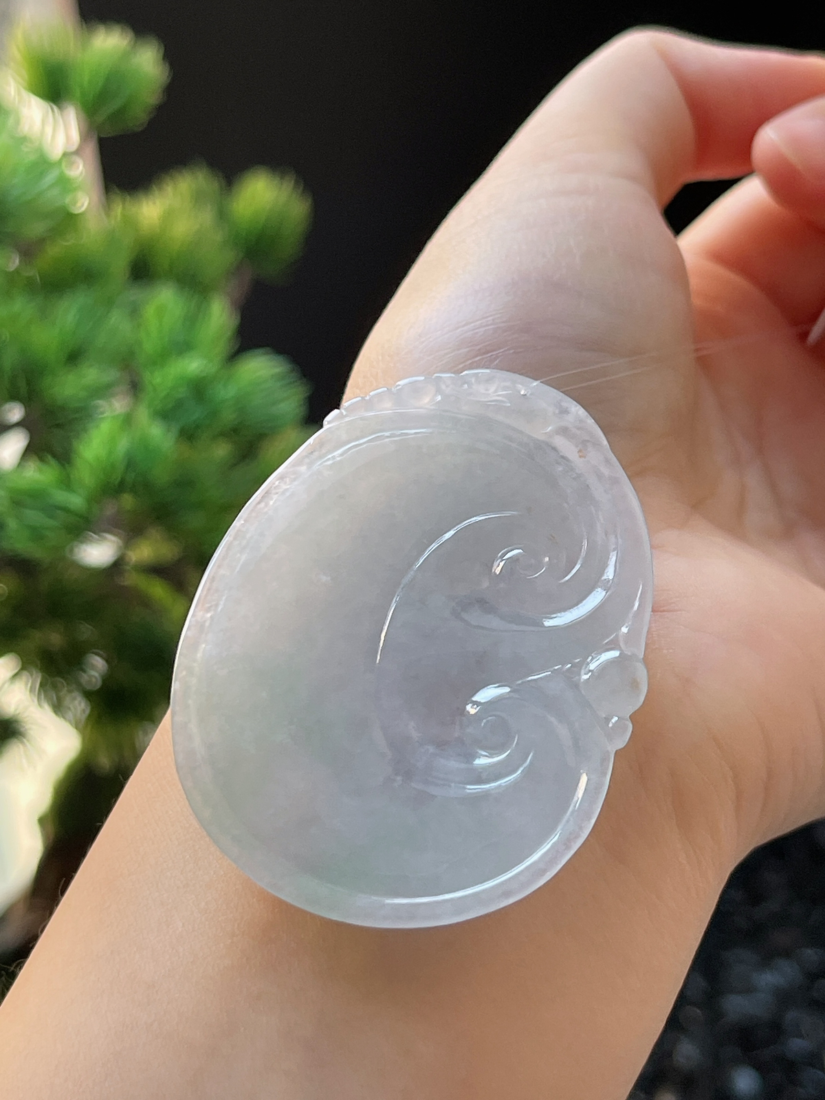 翡翠糯化种淡绿色如意