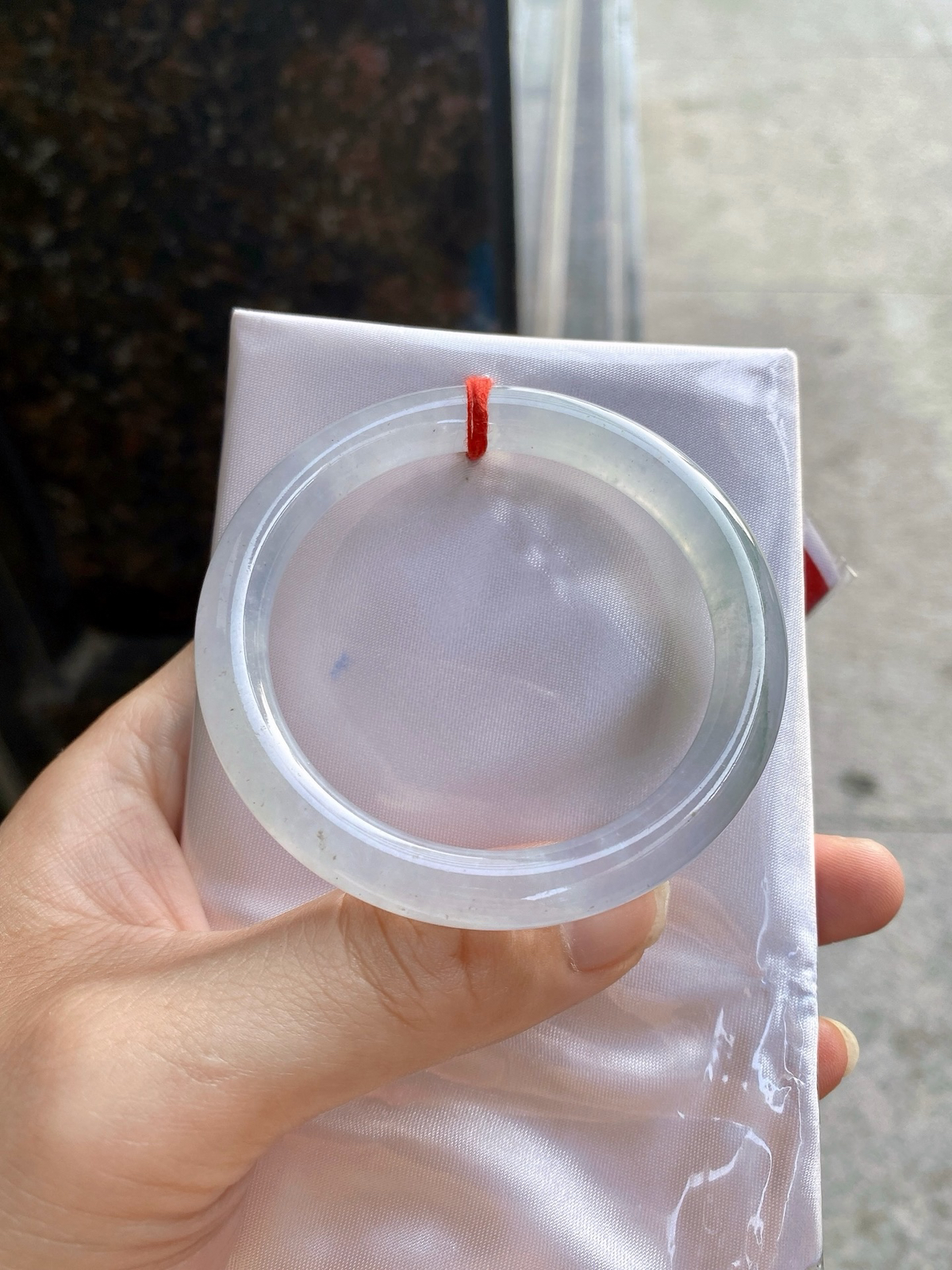 圈口50.8-7.4-7.7    【冰种飘色根圆条手镯】圈口50  51可戴  质地细腻   种水好