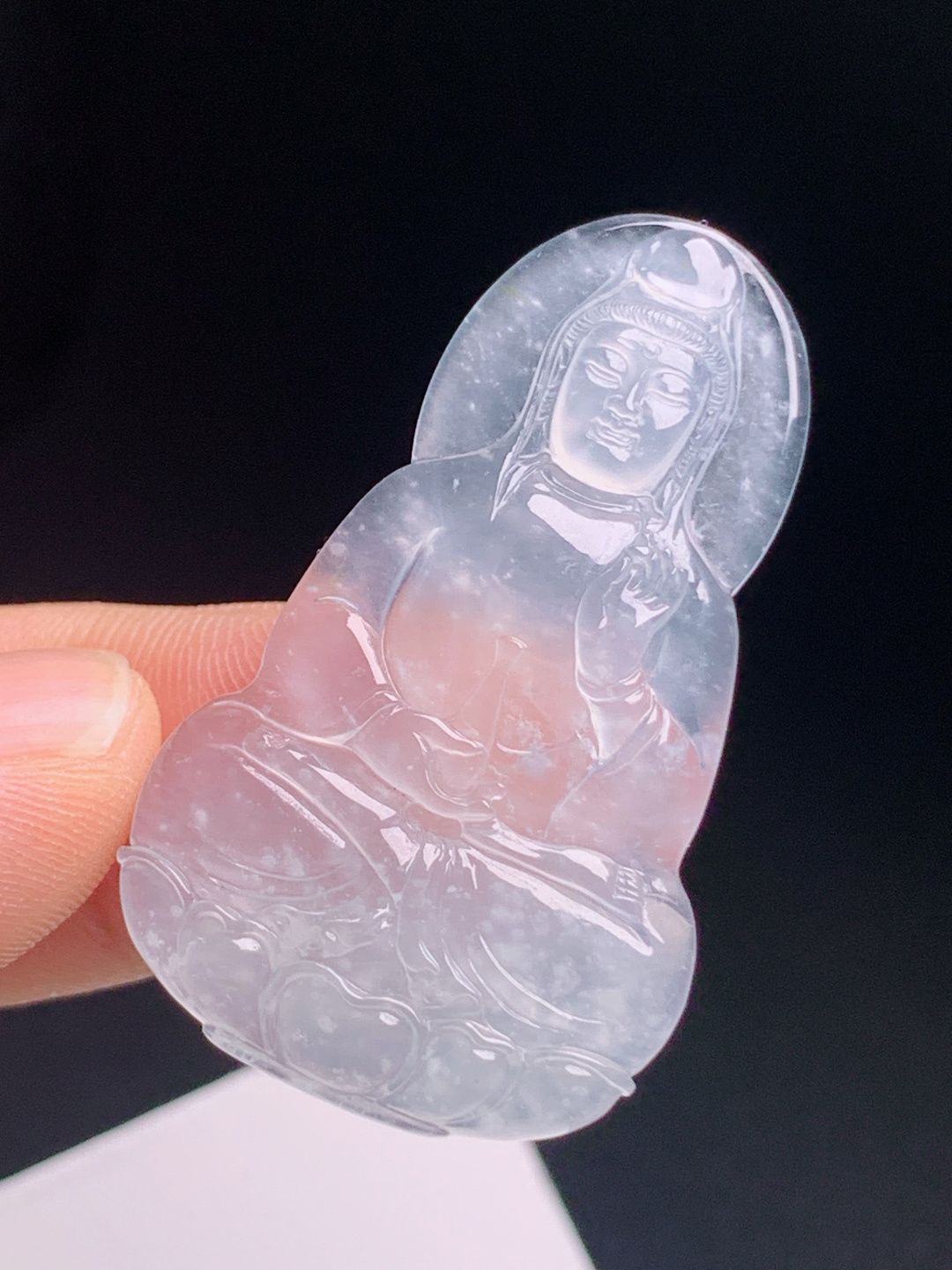 ️ 观音，棉点均匀意境唯美，冰透胶润开脸肃穆雅致，收藏质感拉满 裸石40.1-23.6-3.9 59