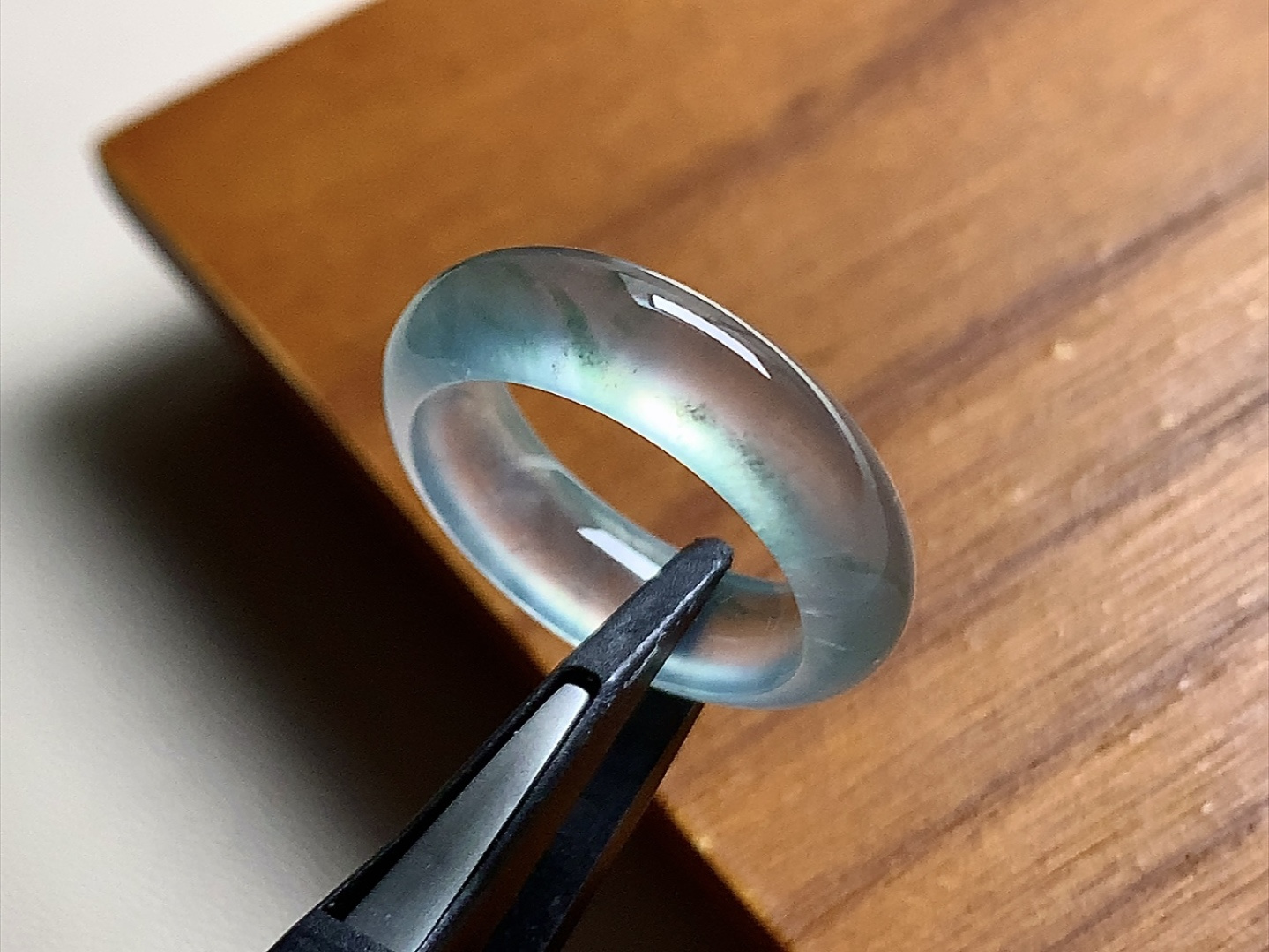️ 玻璃种飘彩戒指 飘彩色泽漂亮，冰透起光感，尺寸23.5*6.2*4、圈口12