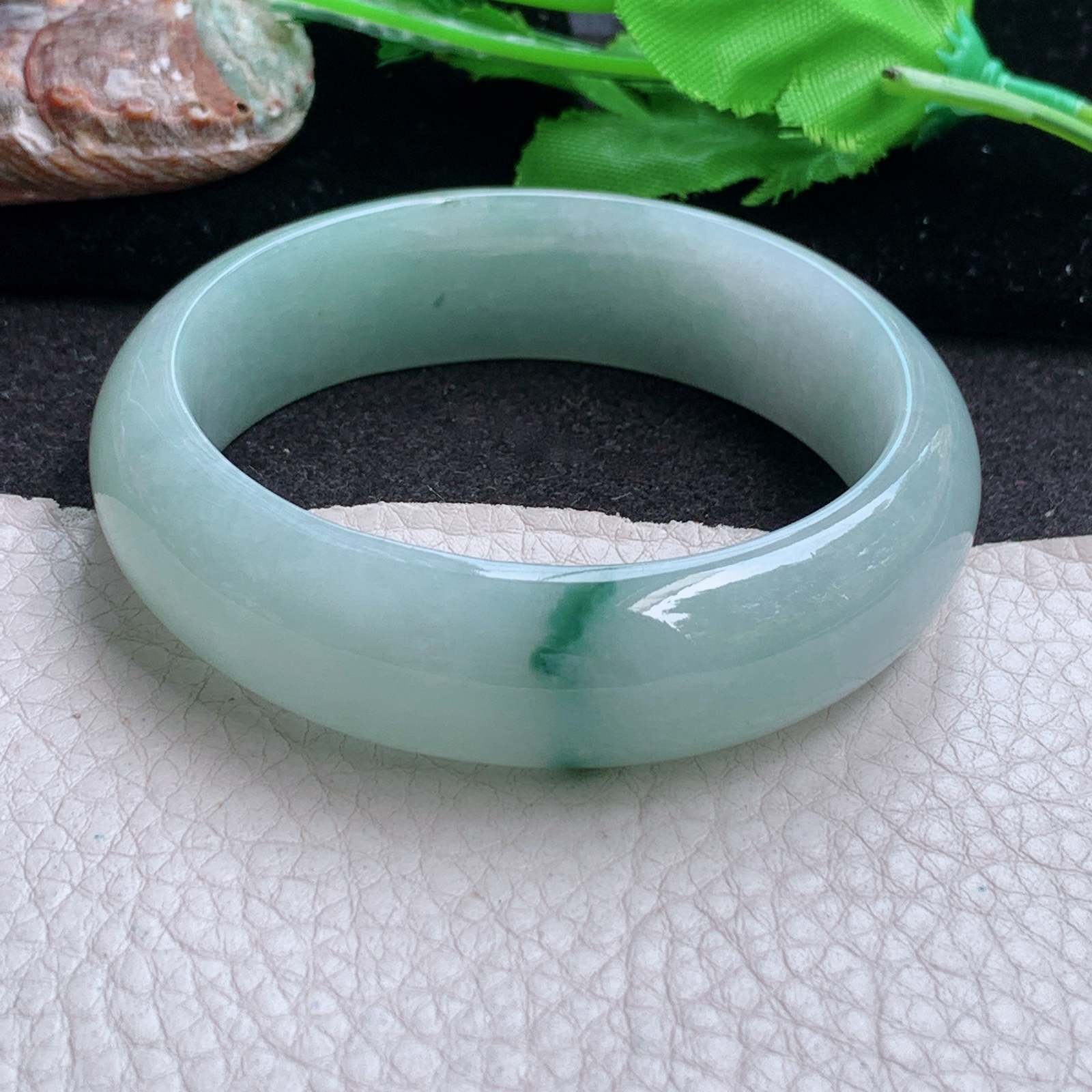jm实拍55*16.8*8.4轮胎镯 缅甸翡翠a货玉手镯 飘花宽边大气玉手环