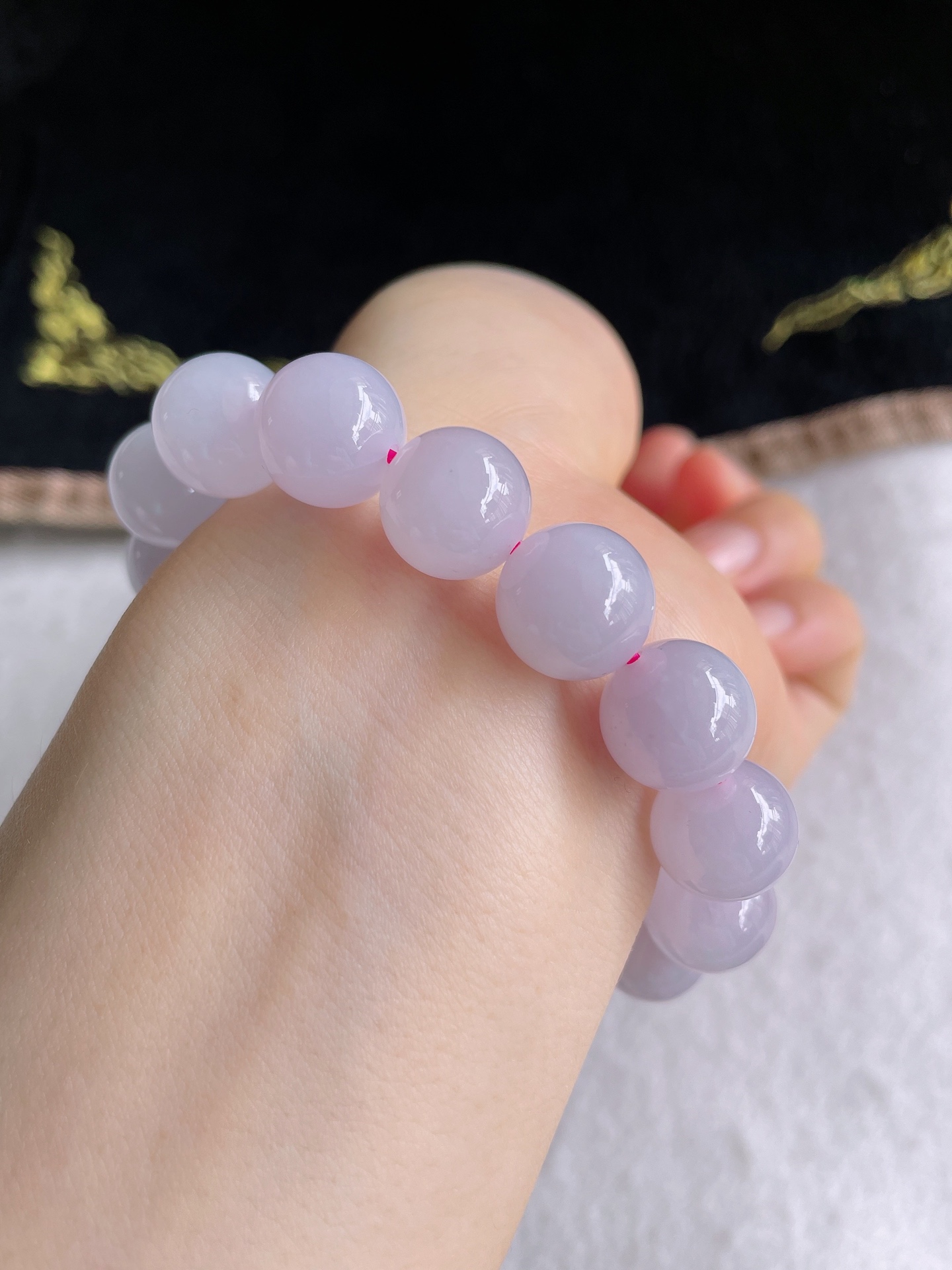 缅甸天然翡翠A货，冰种手串，尺寸：12.3mm。-2440