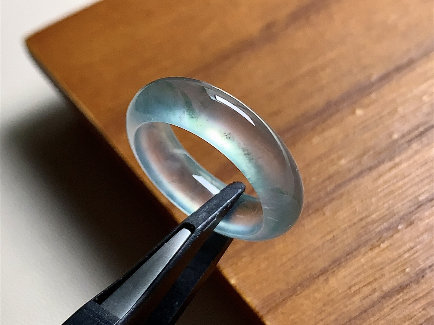 ️ 玻璃种飘彩戒指 飘彩色泽漂亮，冰透起光感，尺寸23.5*6.2*4、圈口12