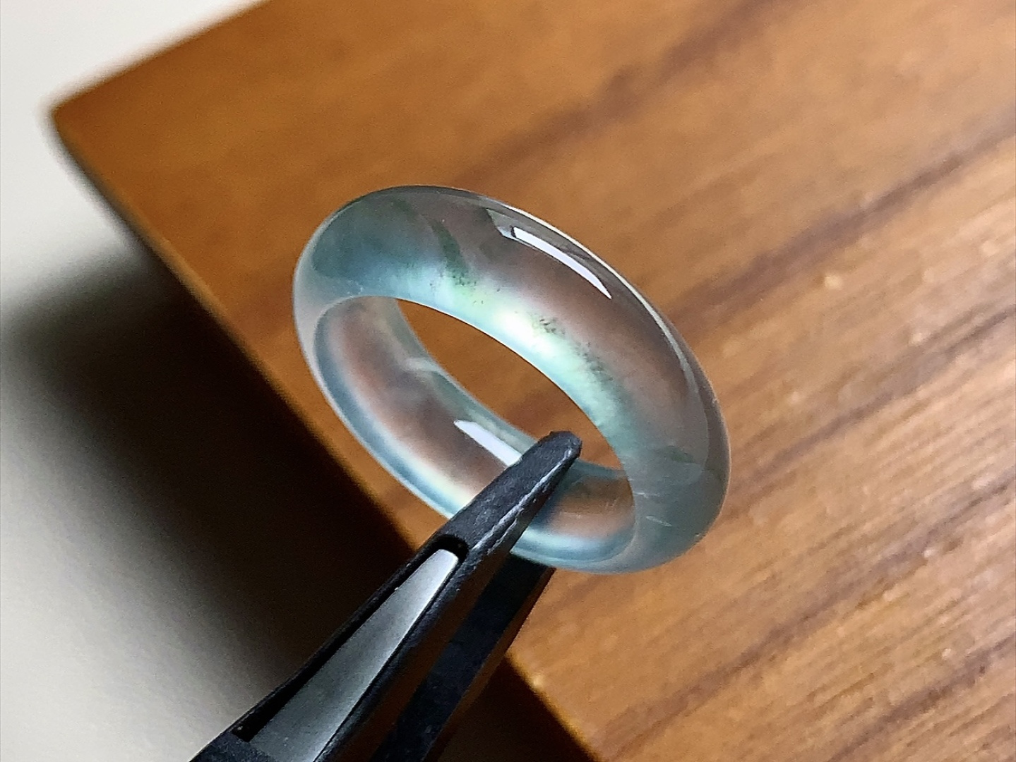 ️ 玻璃种飘彩戒指 飘彩色泽漂亮，冰透起光感，尺寸23.5*6.2*4、圈口12