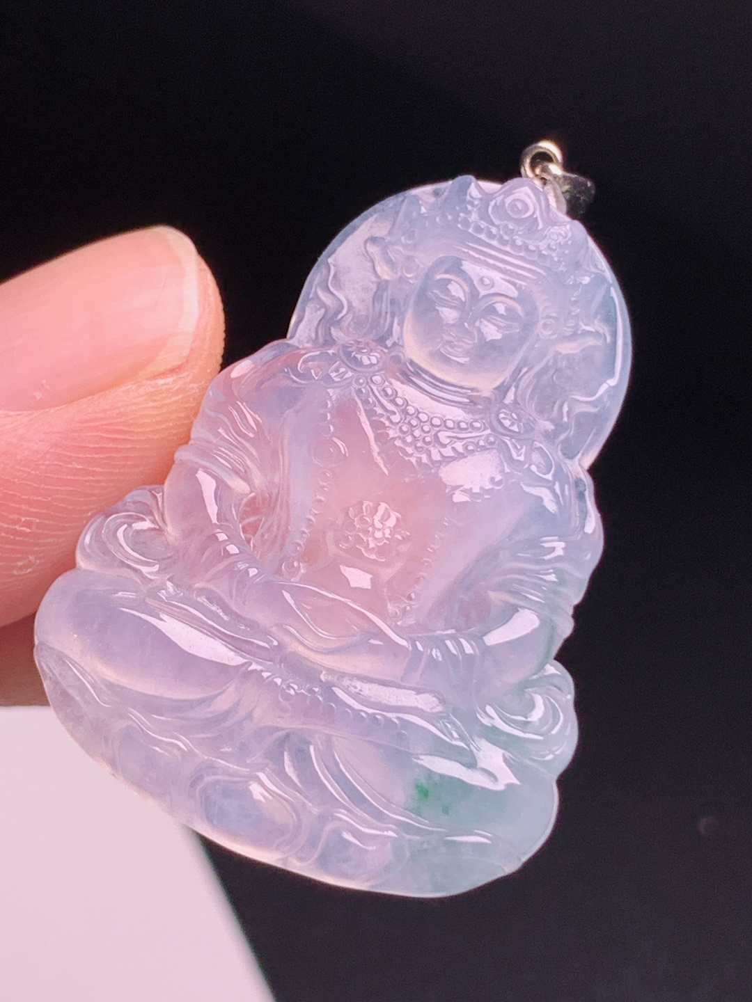 ️ 飘花绿度母观音，冰透起光雕工精细端庄，静心护身福运绵长，收藏佩戴皆宜