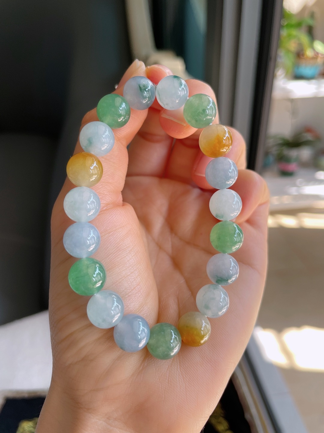 缅甸天然翡翠A货，冰多宝手串，尺寸：10mm。【编3409】