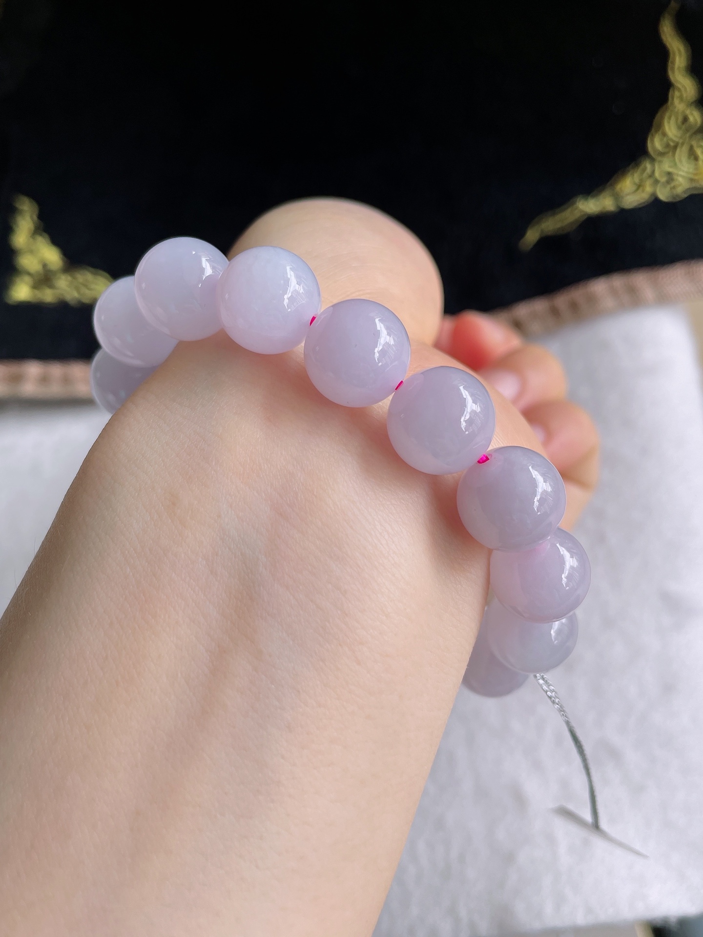 缅甸天然翡翠A货，冰种手串，尺寸：12.3mm。-2440
