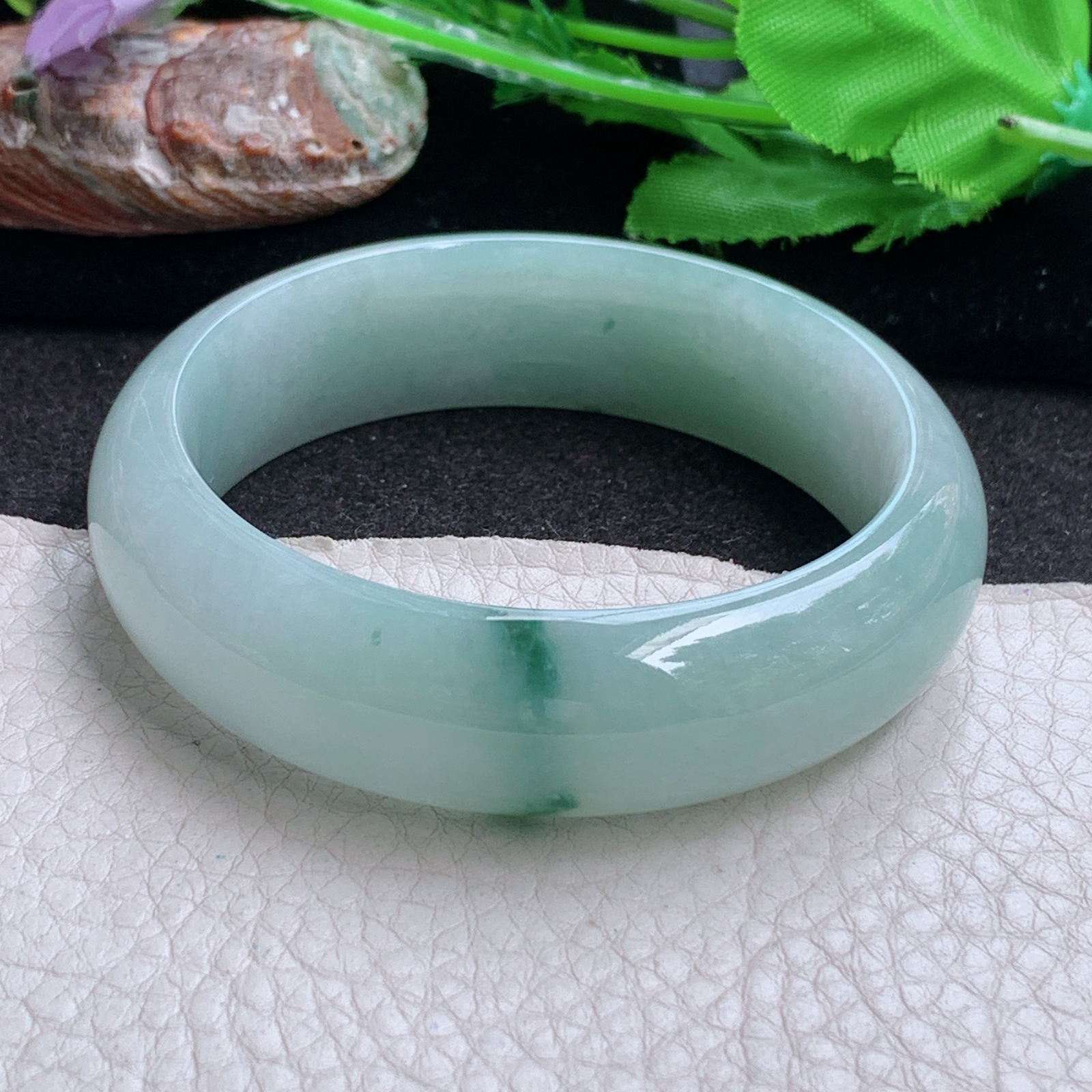 jm实拍55*16.8*8.4轮胎镯 缅甸翡翠a货玉手镯 飘花宽边大气玉手环