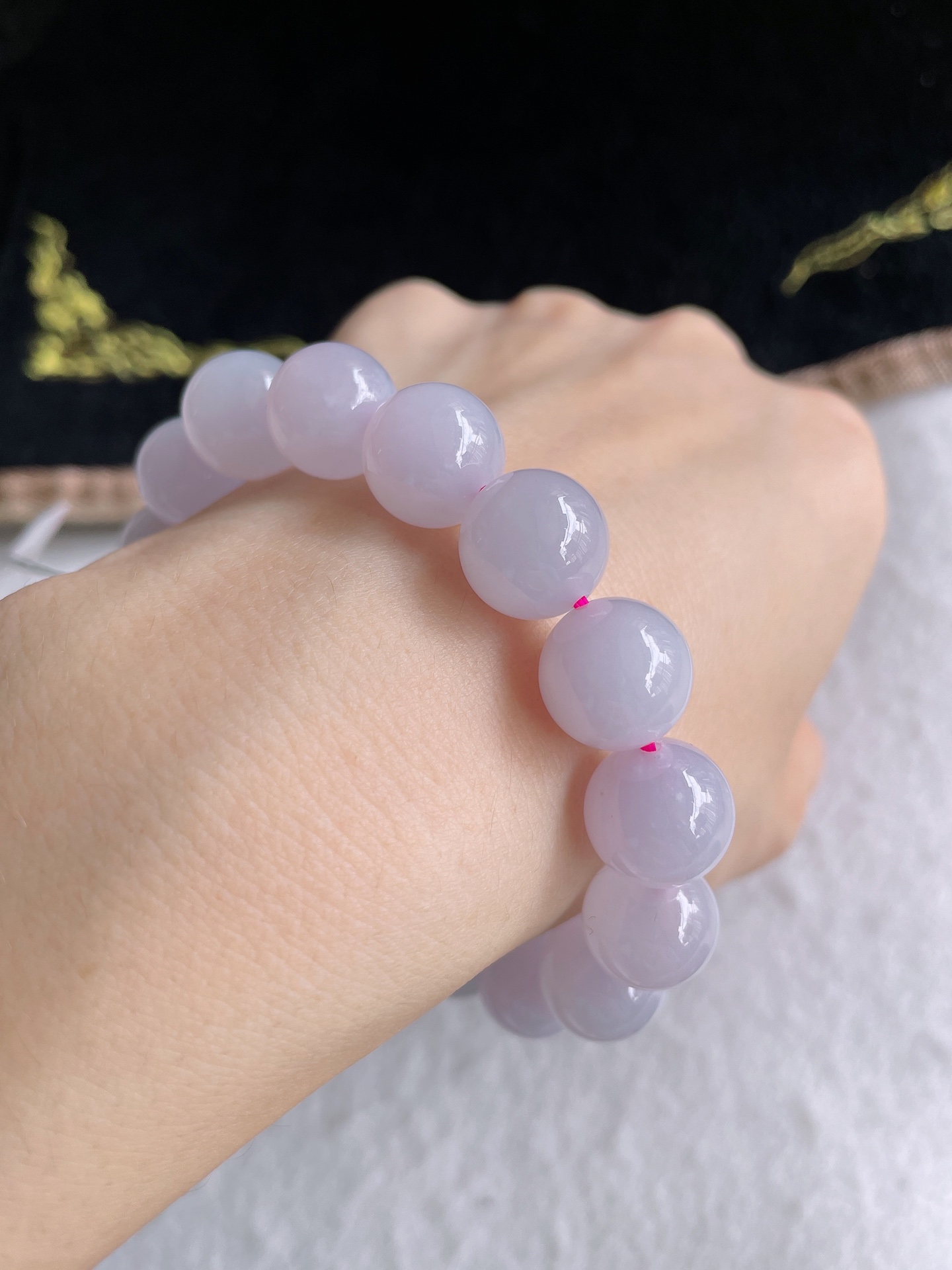 缅甸天然翡翠A货，冰种手串，尺寸：12.3mm。-2440